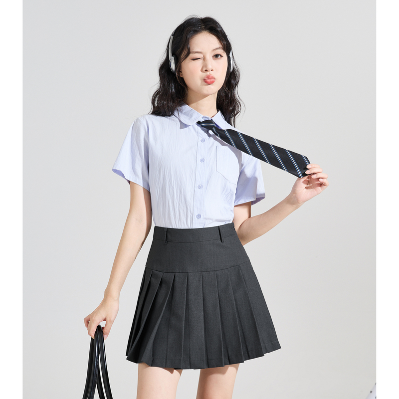 [2.5折价104元]唐狮初秋新款女半身裙女学院风百搭韩系ins风百褶半身短裙QZ