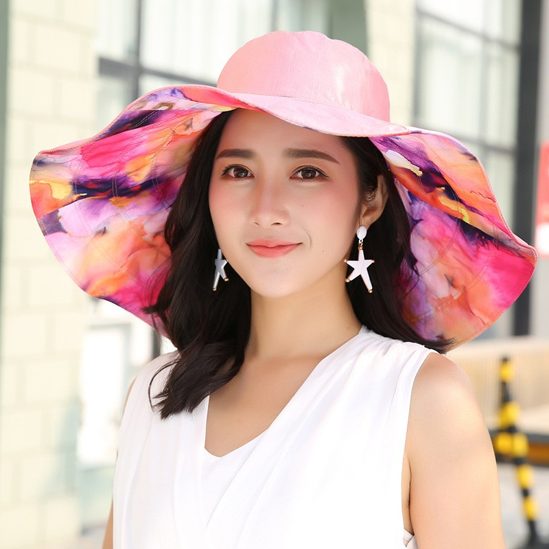 帽子女士夏遮阳帽可折叠防晒大檐太阳帽沙滩帽防紫外线