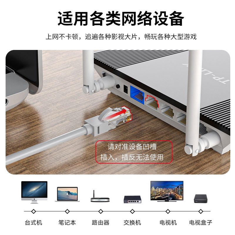 晶华 超五类网线 高速cat5e类百兆网路连接线 家用工程电脑宽带路由器机顶盒纯铜成品跳线 灰色8米W310J