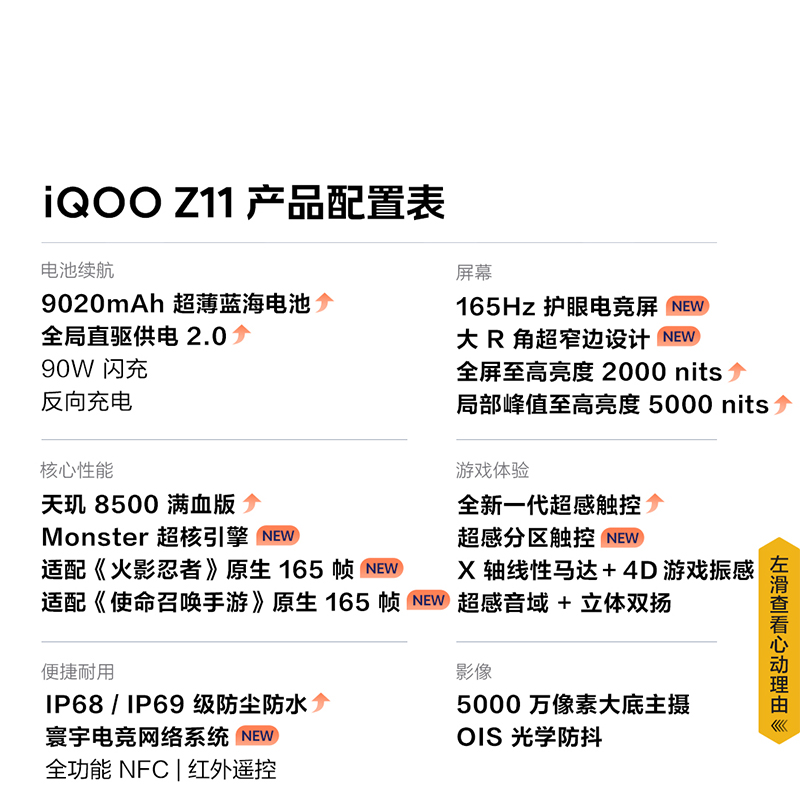 iQOO Z11 沧浪浮光 16GB+512GB 全网通5G新品手机天玑8500满血版芯片9020mAh超薄蓝海电池165Hz护眼电竞屏高性能电竞游戏拍照学生手机高清大图