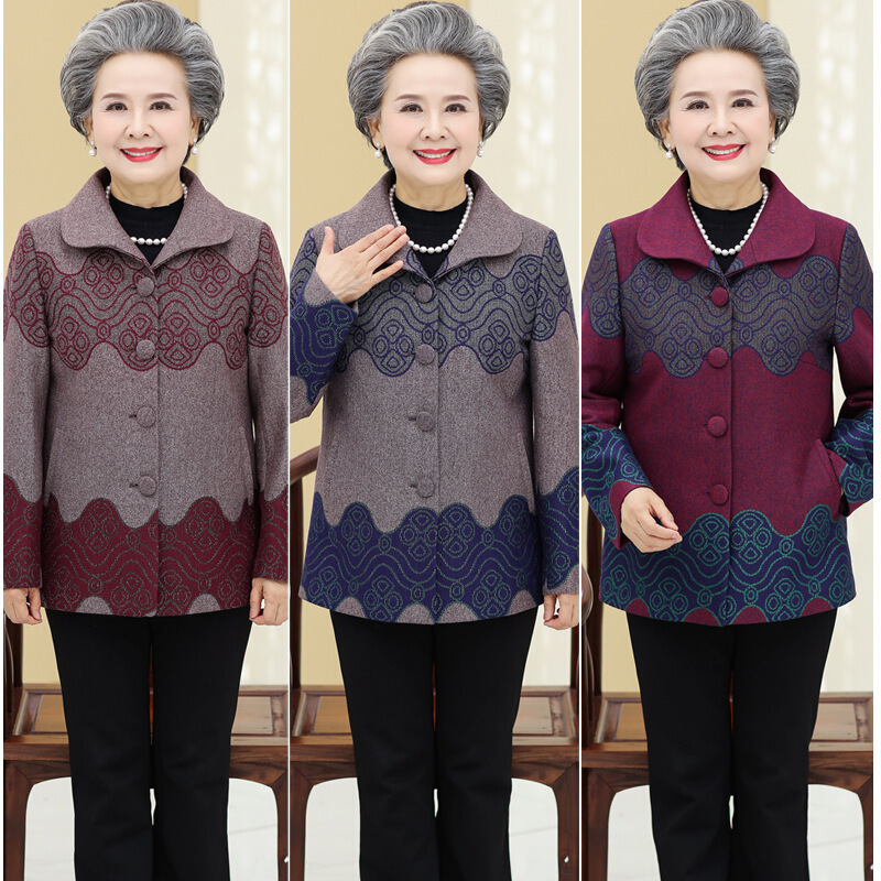 迪鲁奥(DILUAO)60-70岁中老年人女加绒外套奶奶衣服80老太太上衣妈妈装秋冬服装