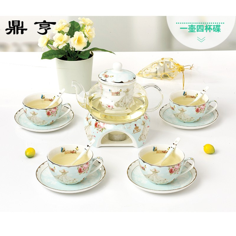 鼎亨欧式花茶茶具套装下午茶具英式家用玻璃水果茶壶加热花茶壶花