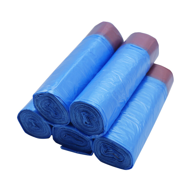 海斯迪克 抽绳垃圾袋 HKZX-55 45*50cm 加厚蓝色红绳 20只 1卷高清大图