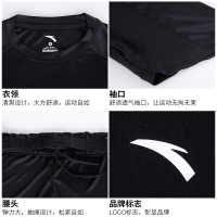 安踏运动套装2021夏季男短袖短裤两件套透气加大码足球套装男速干T恤薄款圆领透气速干训练服休闲健身跑步服两件套