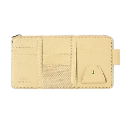 一代拉链米色 汽车遮阳板收纳多功能车载车内眼镜夹架手机袋卡包票据驾驶证件夹