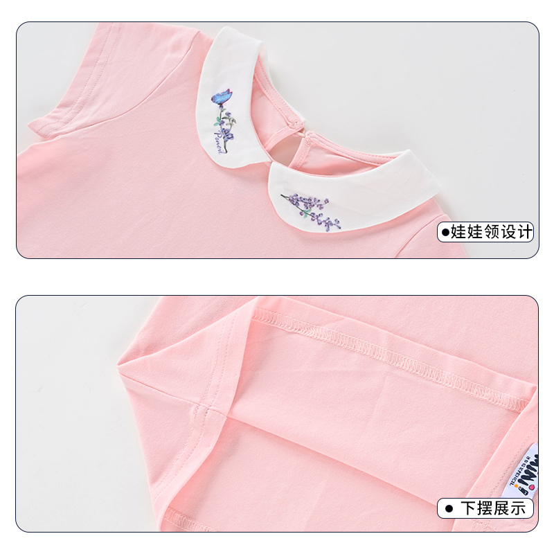 [8折价:28.8元]铅笔俱乐部童装女童娃娃领上衣夏装新款儿童短袖T恤宝宝时尚