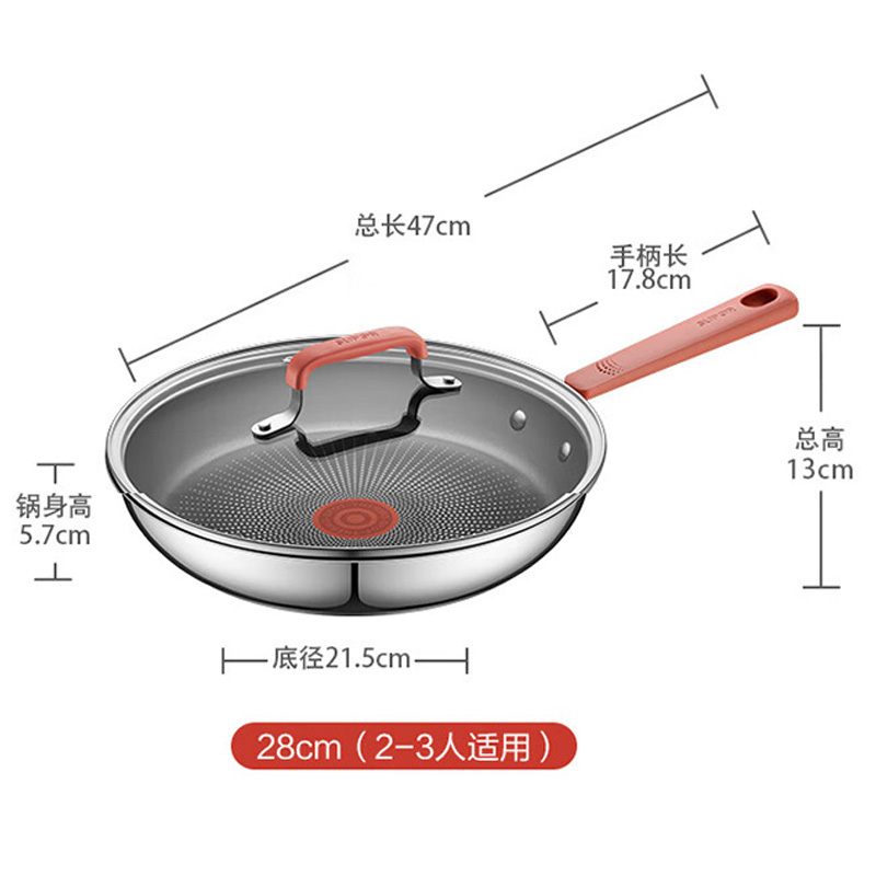 苏泊尔煎锅28cm不锈钢平底锅耐磨可进洗碗机火红点聚油EJ28CAS01高清大图