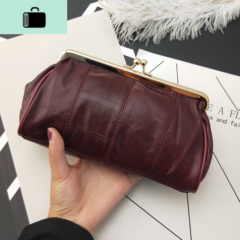 新款女士长款手拿包简约短款钱包搭扣包手机口金包卡包色NEW LAKE高清大图