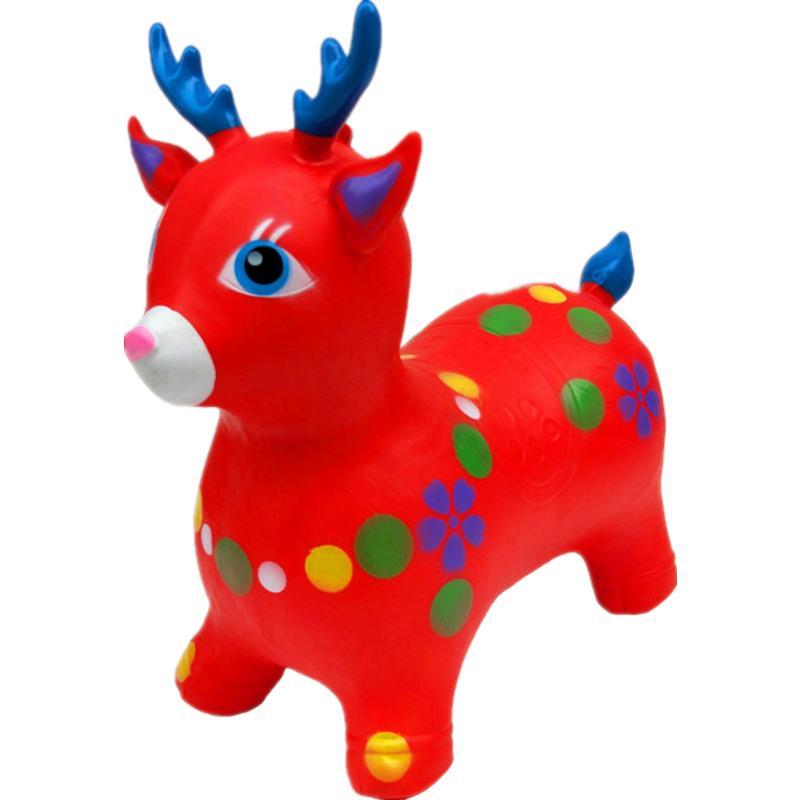 儿童塑料骑马充气小马木马音乐跳跳马加厚婴儿跳跳鹿宝宝坐骑玩具粉红