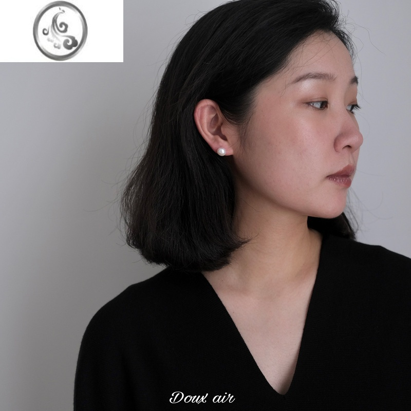 JiMiDouxAir淡水珍珠耳钉女s925银银9mm耳饰小众简约气质耳环小巧