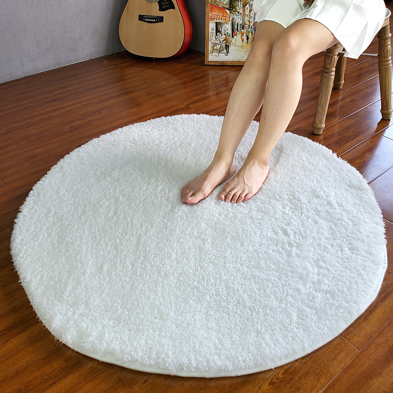 美帮汇圆形吊篮藤椅地毯摇篮电脑椅梳妆台加厚防滑底床边羊羔绒地垫 米白色 长方形1.6×0.8米