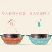 babycare儿童餐具 宝宝餐具注水保温碗套装 宝宝训练套装餐具不锈钢便携 草莓款 薄荷绿3件套