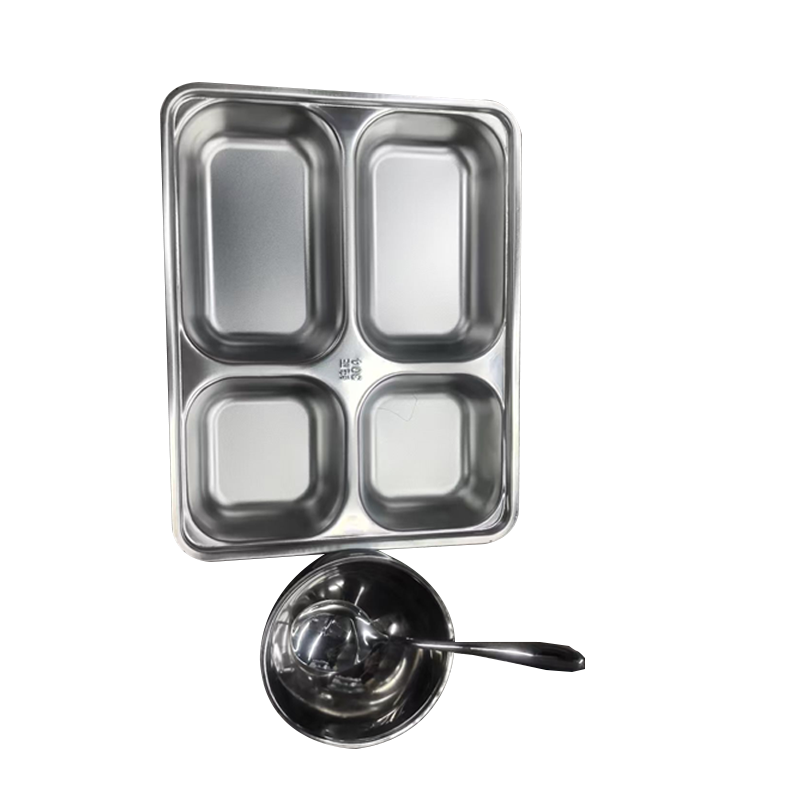 蓝枫304不锈钢餐盘+碗+勺子+筷子高清大图