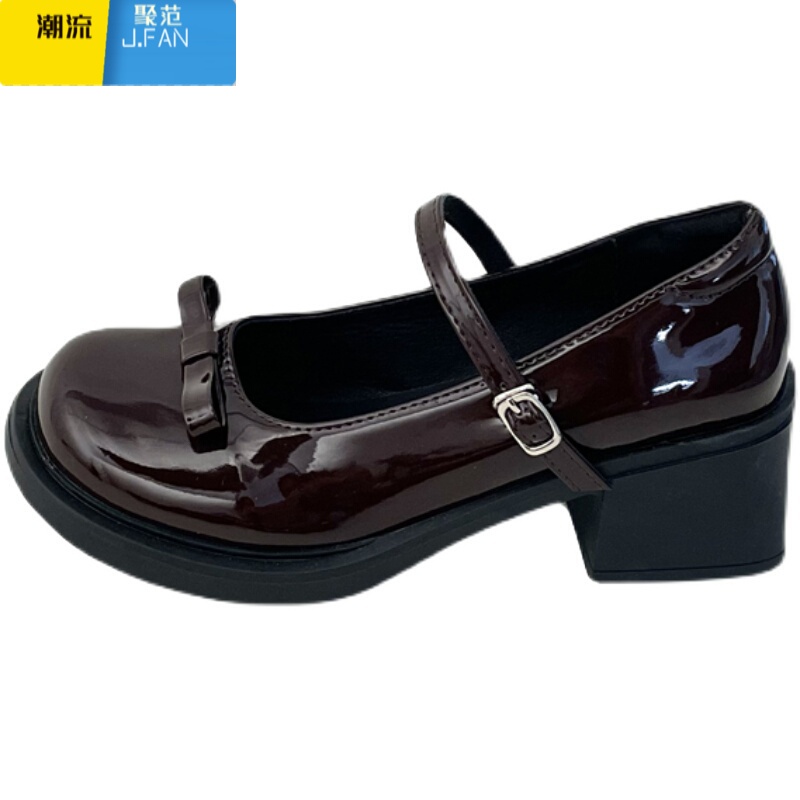 聚范痞老板女鞋法式蝴蝶结玛丽珍鞋2024时尚百搭小皮鞋配裙子单鞋高清大图