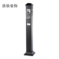 洛依豪伟不锈钢垃圾桶烟蒂柱灭烟桶带烟灰缸室外电梯口立式屋顶式黑色烤漆烟灰柱