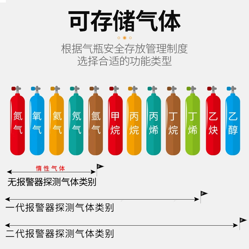 永格实验室工业防火防爆柜危化品化学品储存柜毒麻柜带报警全钢气瓶柜一代报警器三瓶