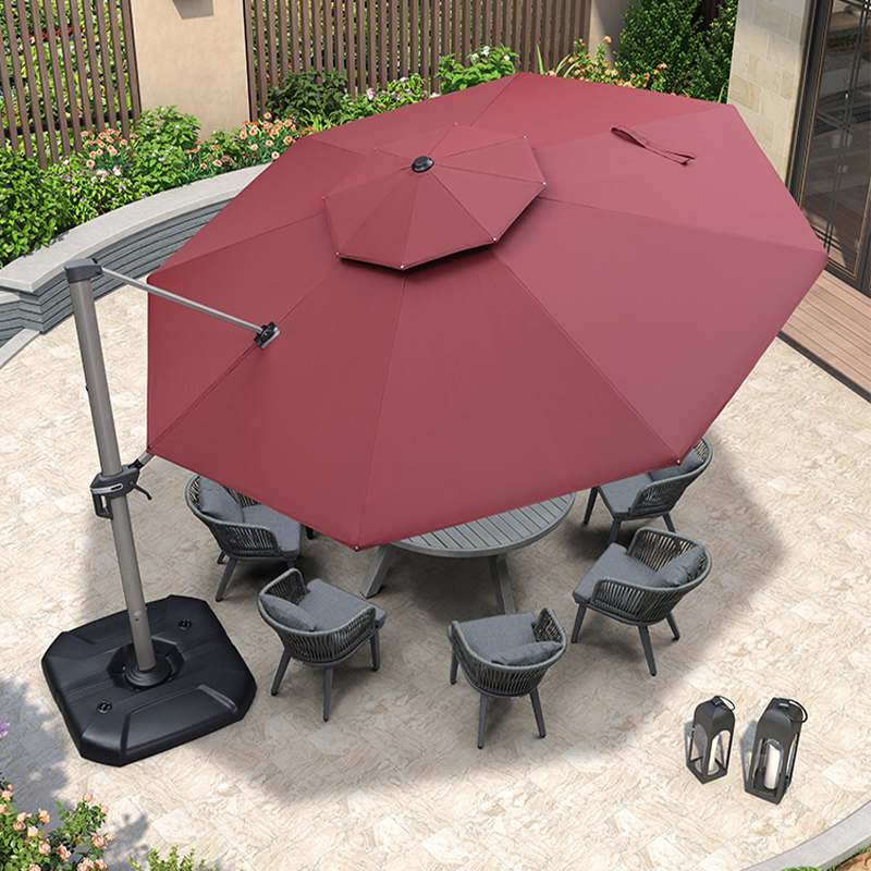 紫叶太阳伞户外庭院伞别墅花园室外罗马伞露台院子露天阳台遮阳伞 4米圆形【106MM杆500斤水箱】