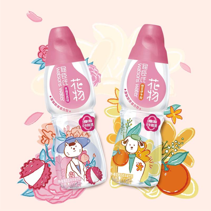 屈臣氏花物橙花伊予柑（胶原蛋白）风味饮料 400ml*12/箱