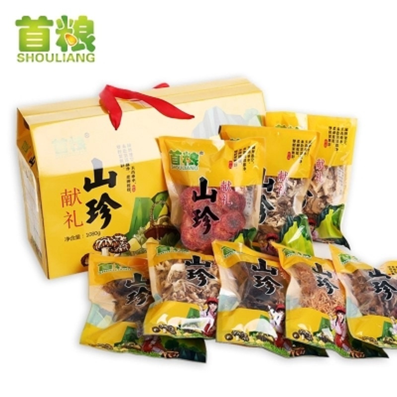 首粮(SHOULIANG) 山珍干菌盒装1080g 蘑菇菌野生菌类特产