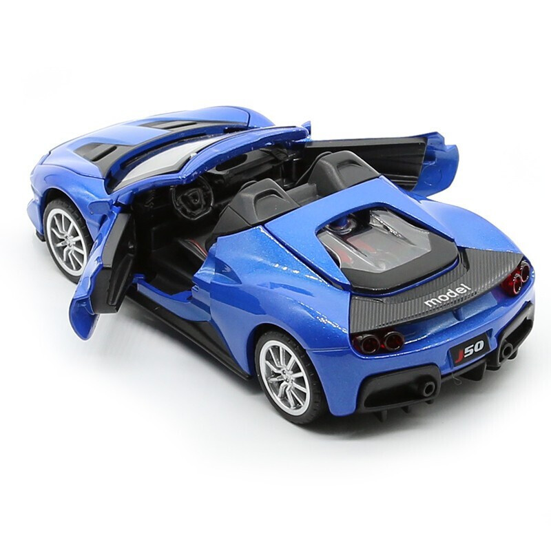头文字d仿真合金车模男孩回力小车儿童玩具车小汽车模型法拉利j50蓝色