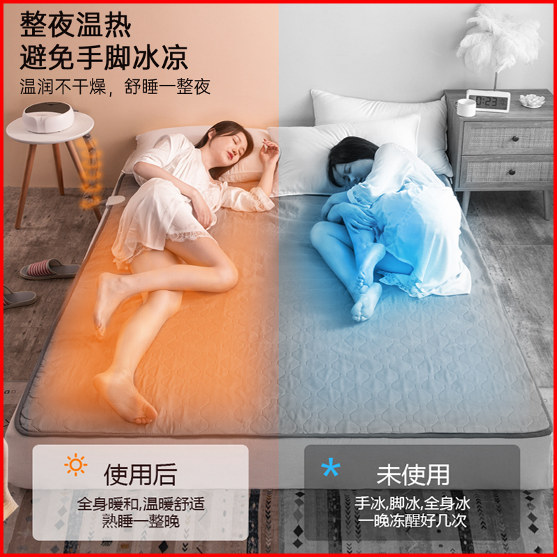 南极人(NanJiren) 智能水暖电热毯水循环调温电褥子安全无辐射家用炕双人 1.5*1.8 珍珠白 无线版