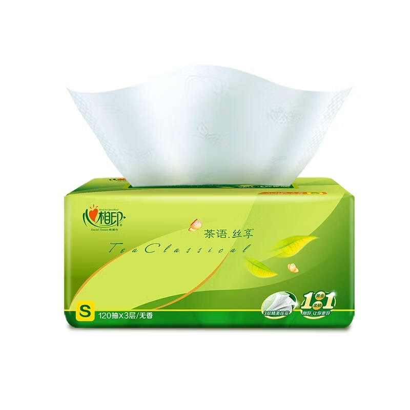心相印抽纸纸巾抽餐巾纸3层120抽/包茶语丝享系列卫生纸湿水不易破 3层 120抽 10包/提(计量单位:提)高清大图