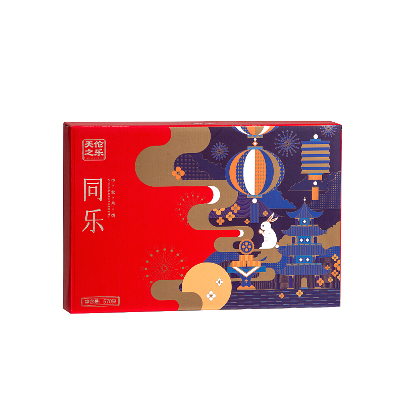 天伦之乐同乐590g 广式凤梨味奶黄酥心月饼中秋月饼礼盒