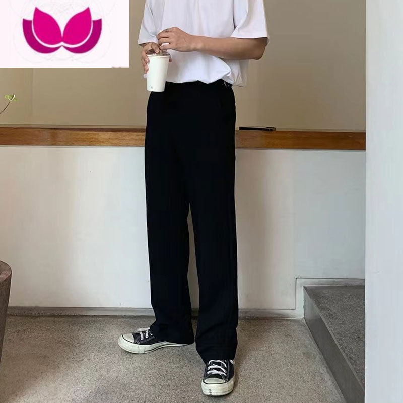 七斓西裤男直筒裤宽松休闲长裤黑色西装裤高级感垂感裤子休闲裤加绒冬高清大图