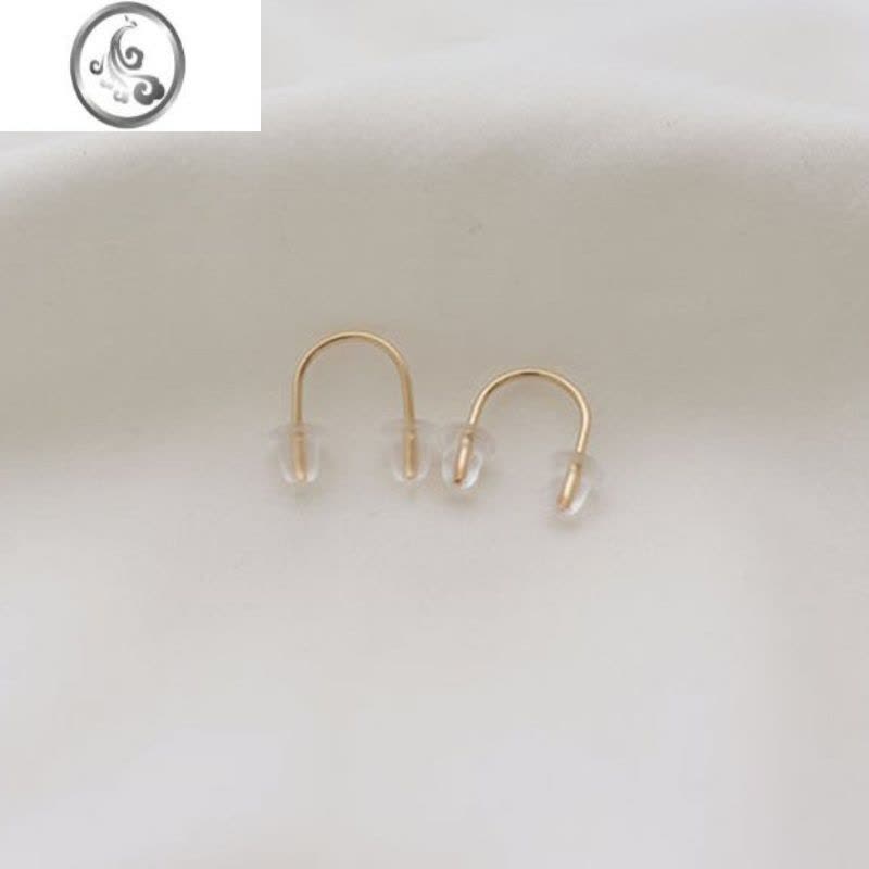JiMi银银双耳洞耳钉弧形耳环欧美冷淡风ins耳钉14K包金多耳洞耳环耳钩图片
