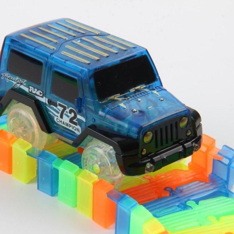 电动夜光轨道车儿童玩具火车电动小车diy变形积木赛车男孩礼物无轨道1