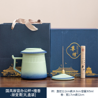 国潮故宫文创公司年会礼品定制logo送领导客户高档新年伴手礼开业 国风故宫办公杯+檀香-渐变青礼盒装