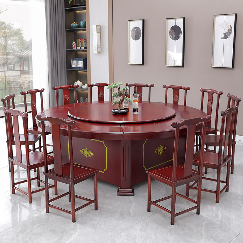鑫金虎 新中式酒店餐桌大圆桌餐桌带转盘餐桌不含椅2.4m高清大图