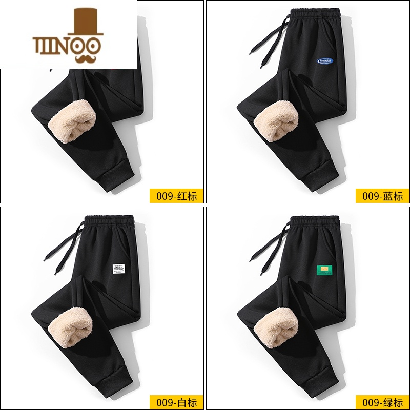 YANXU羔绒裤子男士加厚保暖卫裤时尚加绒款运动休闲御寒长裤潮高清大图