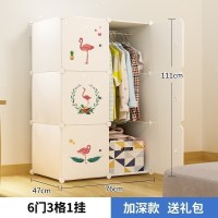 汐岩简易衣柜布组装双人衣橱儿童塑料折叠收纳柜子钢管加粗加固经济型