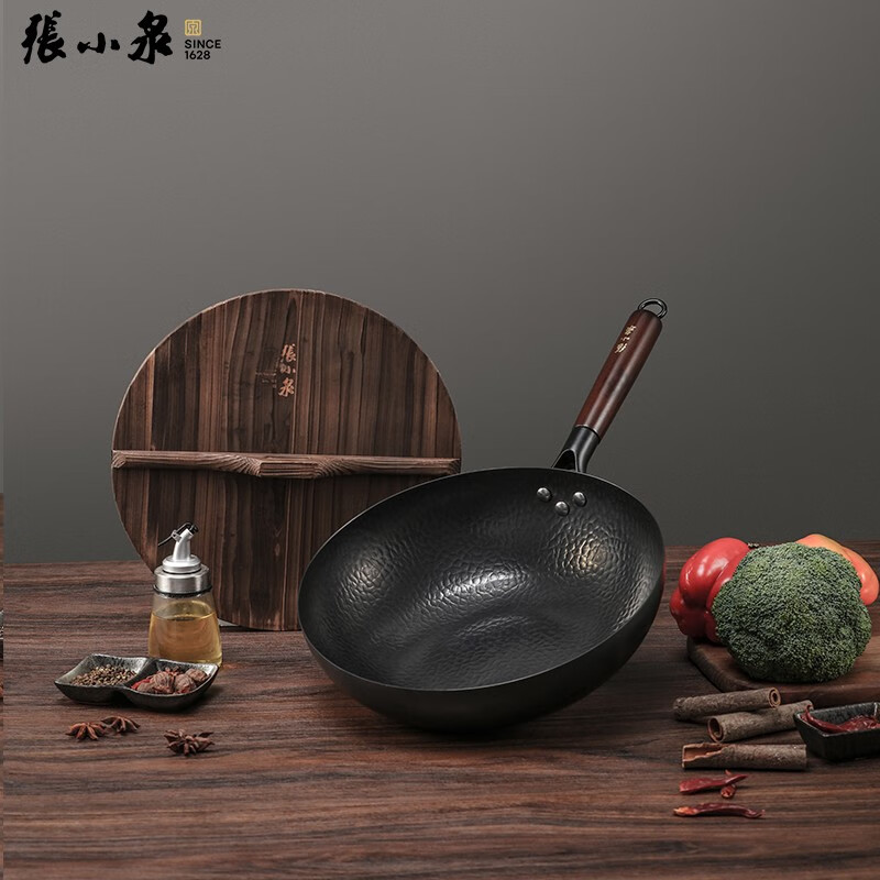 张小泉炒锅 锅具 无涂层锅具真不锈精铁炒锅燃气专用炒菜锅 铁锅 C30240100匠艺老铁锅 32cm