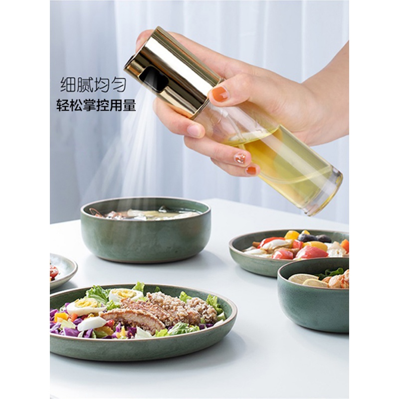 厨房喷雾油瓶按压式喷油壶透明高硼硅玻璃装醋瓶香油瓶调料瓶喷壶_15高清大图