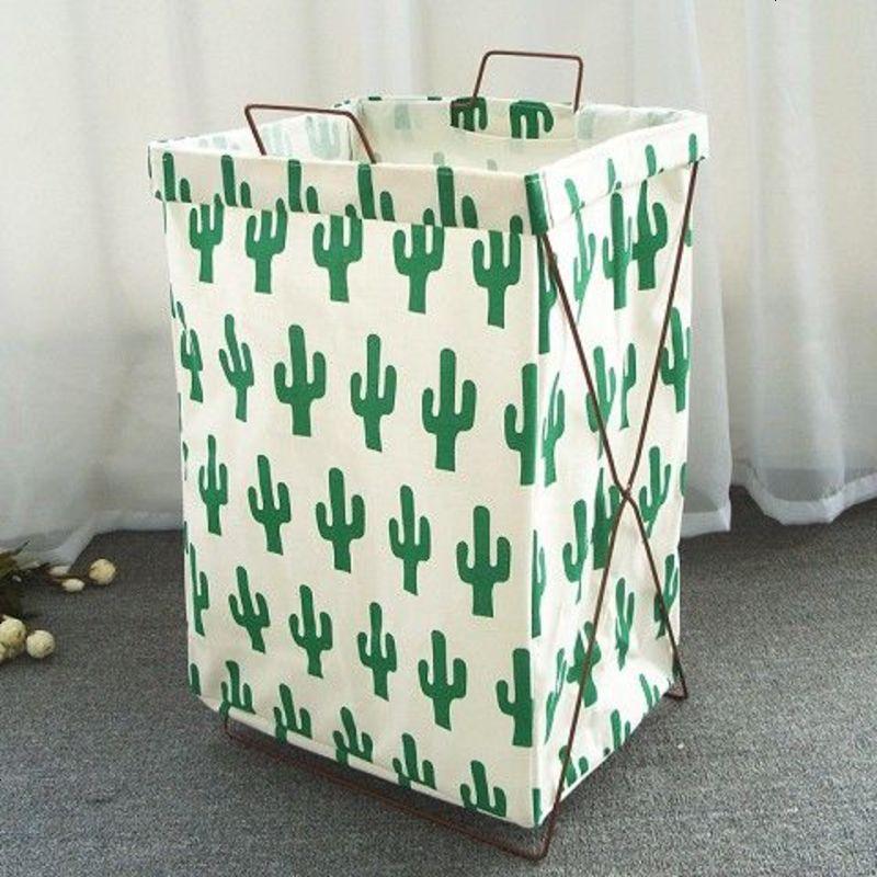 储物框搂少女风匡脏衣桶粗管脏衣服收纳筐篮球厕所毛巾喽脏铁艺折 北欧仙人掌38*28*55