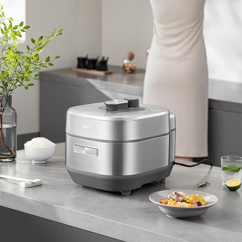 美的(Midea)电压力锅2200W-IH大火立体加热 超速嫩香6分钟一道菜 双钢内胆高压锅MY-S5177K高清大图