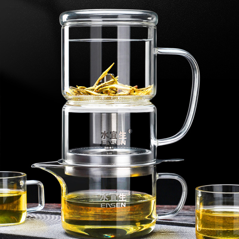 水宜生玻璃茶具套装高透自动滤茶实用便捷泡茶C808高清大图