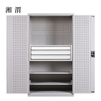 湘渭工具柜加厚铁皮储物柜工厂车间用带抽屉汽修多功能收纳柜通门内三抽柜灰白色