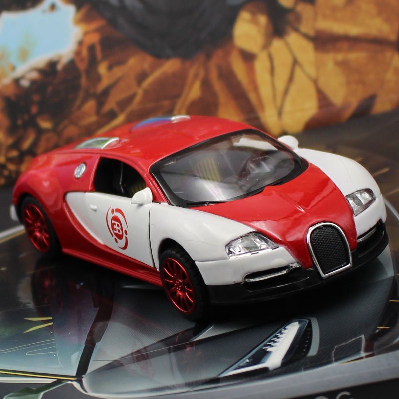 原厂车模132布加迪威龙跑车合金模型声光回力男孩玩具汽车金属车紫色