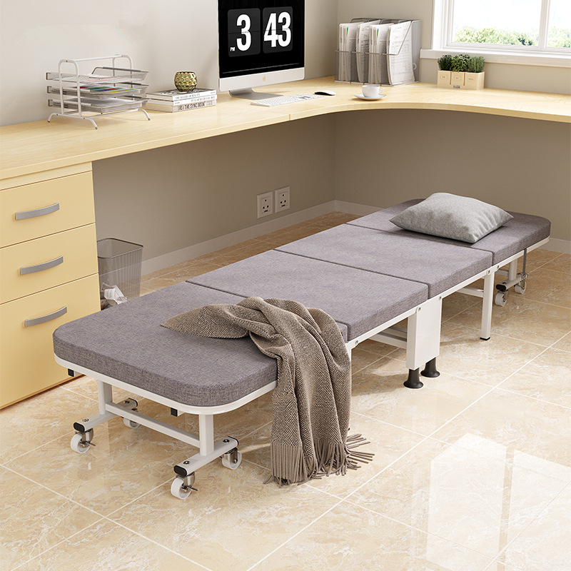 易企采 190*80CM床简易折叠床宿舍办公室午休床便携可移动收纳床公寓折叠床带轮行军床高清大图