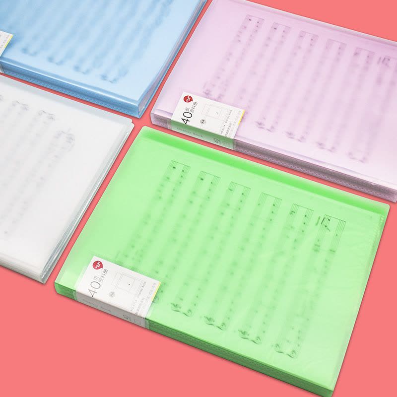 优拉插页资料册5113 学生用文件夹多页透明插页袋30页小清新可爱办公活页资料册试卷夹资料收纳袋档案袋 混色图片