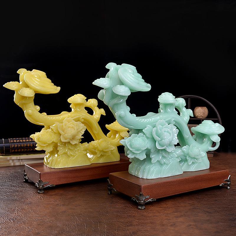 美帮汇汗白玉如意摆件家居客厅酒柜装饰品摆件玉石乔迁新居礼品