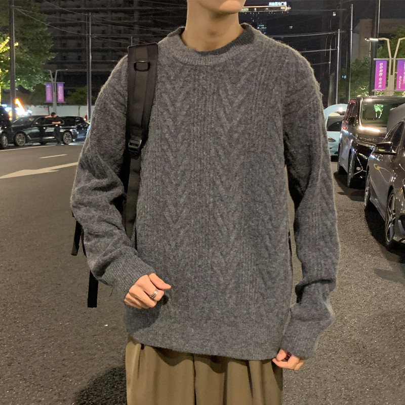 唐狮毛衣男秋冬小细节花纱毛衫宽松套头毛衣男士冬季秋季毛衣男款毛衣