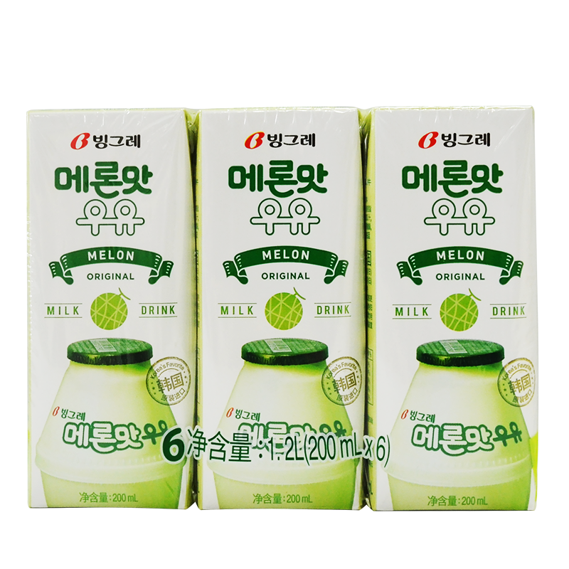 韩国进口 宾格瑞哈密瓜味牛奶饮料 200ml*6 香滑口感