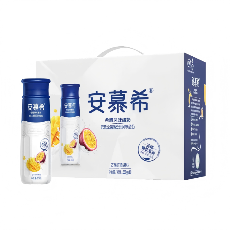 伊利 安慕希 高端畅饮型 希腊风味酸牛奶芒果+百香果口味 230g*10盒/箱