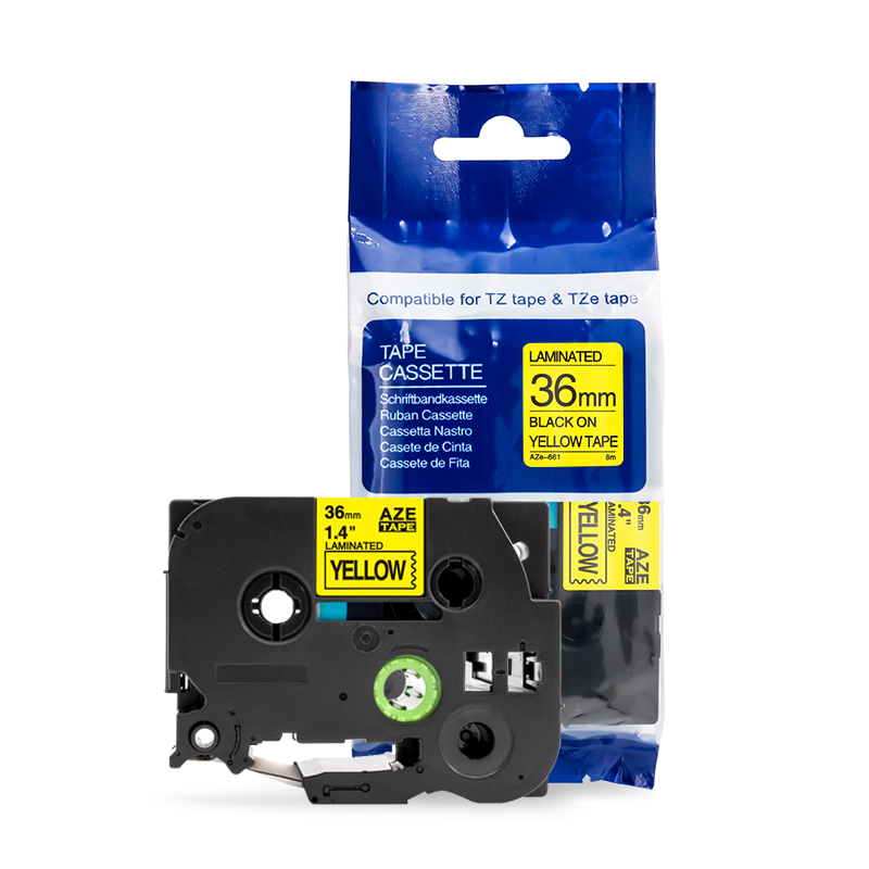 爱墨 AZE-661标签色带黄底黑字36mm /个高清大图