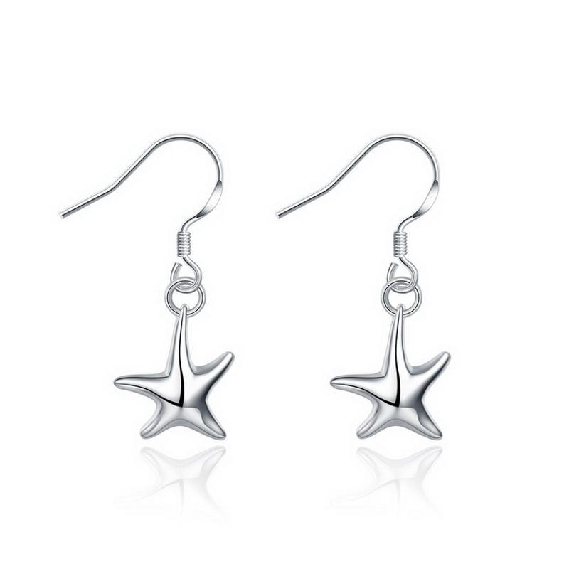 E090Women silver plated earring镀925纯银日韩时尚甜美耳环饰品