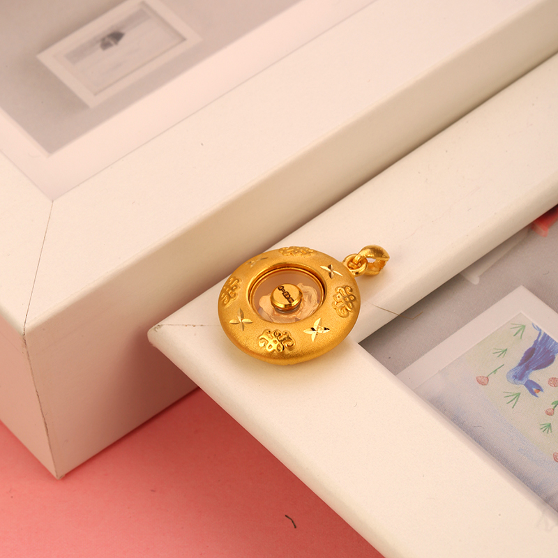 金一足金3d硬金时来运转金蟾开运黄金吊坠男女通用款致富纳福定价ac
